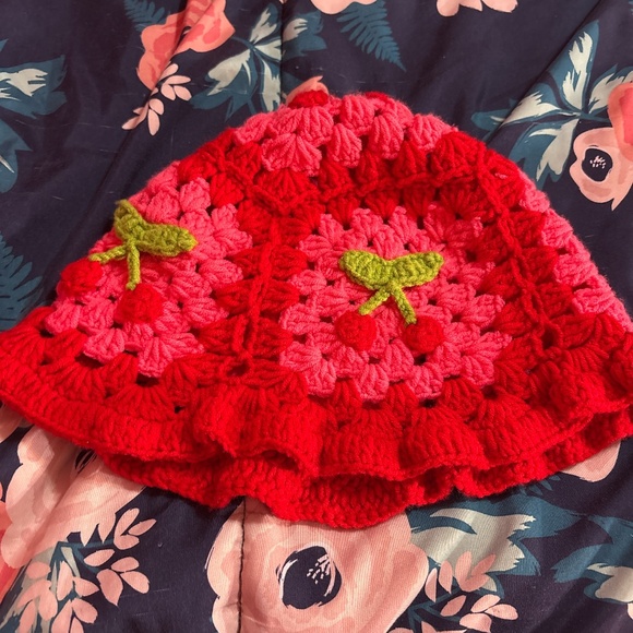 Pink and red strawberry hat - Picture 1 of 3